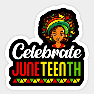 African Black Girl Toddler Girls Kids Celebrate Juneteenth Sticker